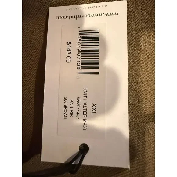 NWT WeWoreWhat Sleeveless Halter Knit Rib Stretch Maxi Open Back Dress 2XL Brown - Picture 9 of 15